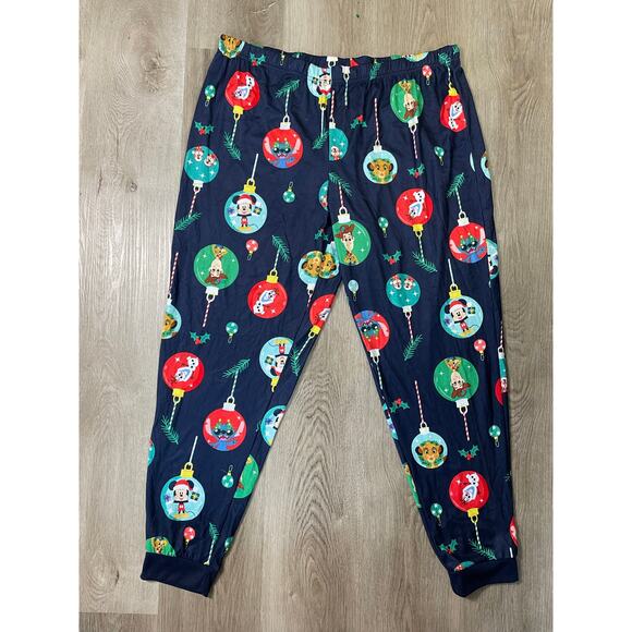 Disney Pixar‎ Holiday Ornament Print Lounge Pants XL Stitch Simba Olaf Toy Story - Picture 2 of 10